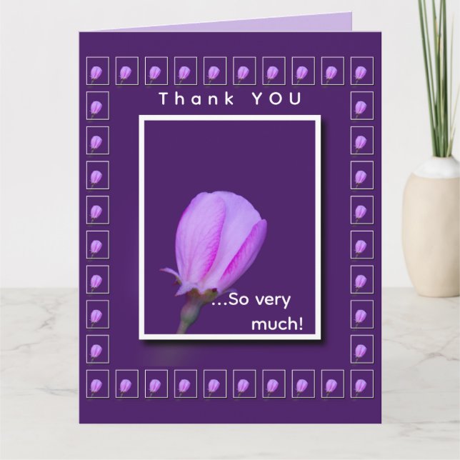 Pink Spring Blossom Flower Personalized Thank You Kort (Framsida)