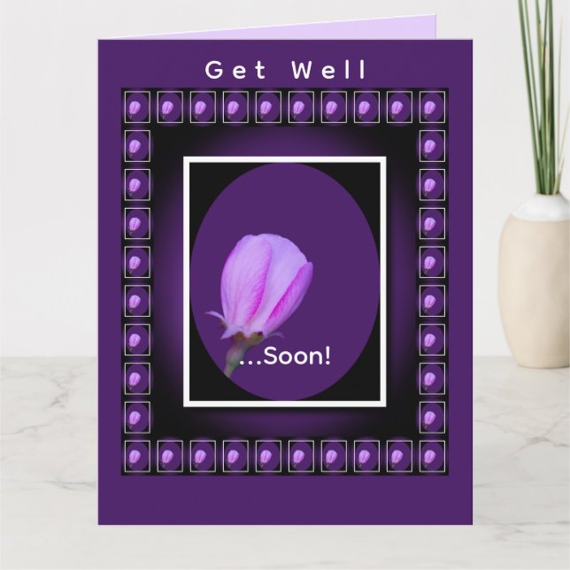 Pink Spring Blossom Personalized Get Well  Kort (Framsida)