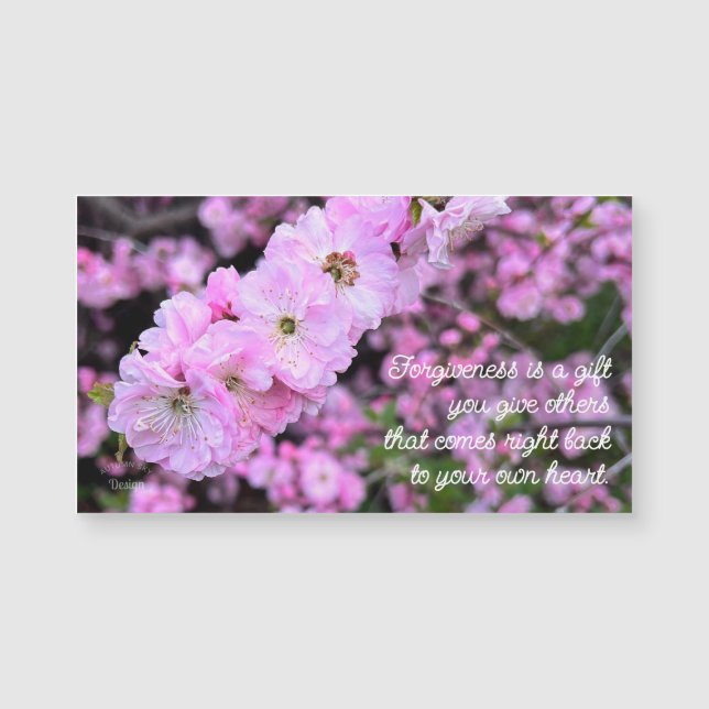 Pink Spring Flowers Photo Forgiveness Quote Magnet (Framsida)