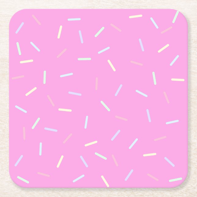 Pink Sprinkles Print Paper Bowl Underlägg Papper Kvadrat (Framsidan)