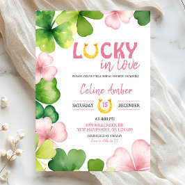 Pink St Patrick Lucky In Love Bridal Shower Inbjudningar