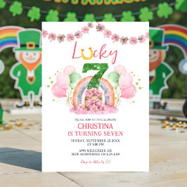 Pink St Patrick Lucky Seven Birthday Invitation Inbjudningar