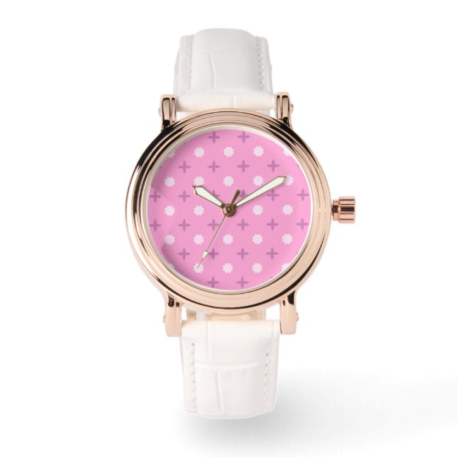 Pink Star Petal Dot Pattern Armbandsur (Framsida)