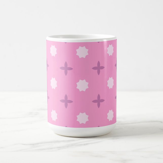 Pink Star Petal Dot Pattern Kaffemugg (Center)