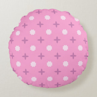 Pink Star Petal Dot Pattern Rund Kudde