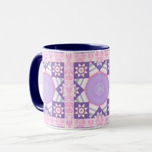 Pink Star Quilt Fyrkantig Konst Mugg Koppar