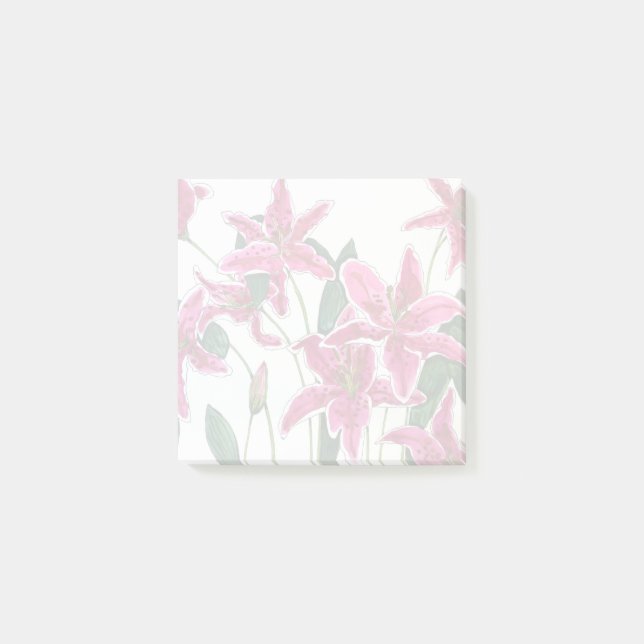 Pink Stargazer Lily Floral Pattern Sticky Notes Post-it Block (Framsida)