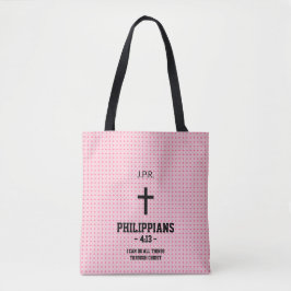 Pink Stars Pattern Bible Verse Christian Tygkasse