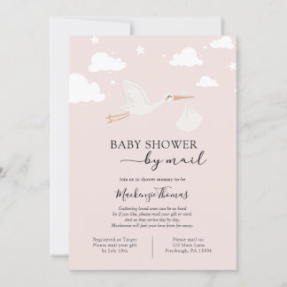 Pink Stork Baby Shower via Post Inbjudningar