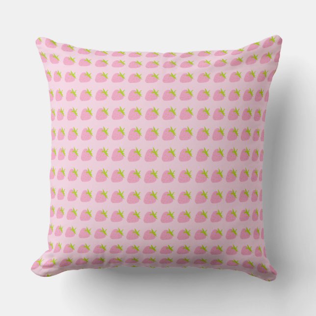 Pink Strawberries Cute Pattern Kudde (Framsida)