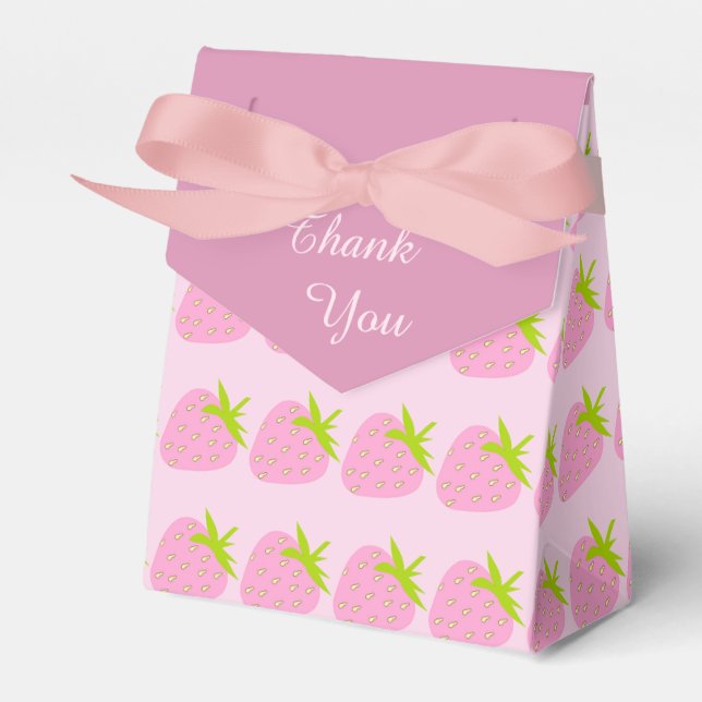 Pink Strawberries Pattern Cute Presentaskar (Framsidan Sidan)