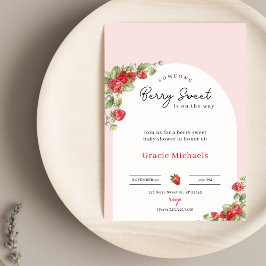 Pink Strawberry Baby Shower Invitation Inbjudningar