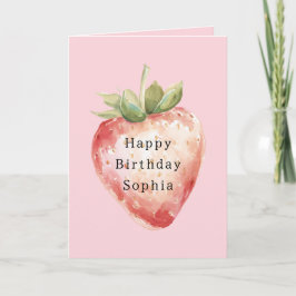 Pink Strawberry Fruit Birthday Kort