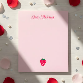 Pink Strawberry Valentines Day Personalized Name Anteckningsblock