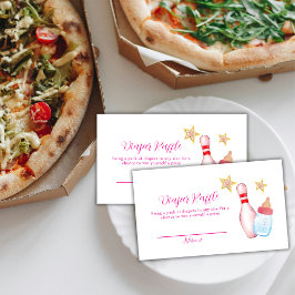 Pink Strike Up Bowling Diaper Raffle Baby Shower Tilläggskort