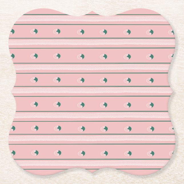 Pink Stripe Coaster Underlägg Papper (Framsida)