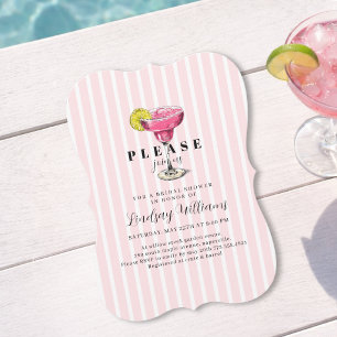 Pink Stripe Cocktail Bröllopsfest för bruden Inbjudningar