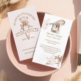 Pink Stripe Floral Baking Utensils Pastry Bakery  Visitkort