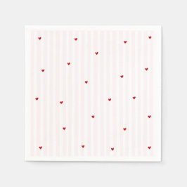 Pink Stripe Red Heart Little Sweetheart Birthday Pappersservett