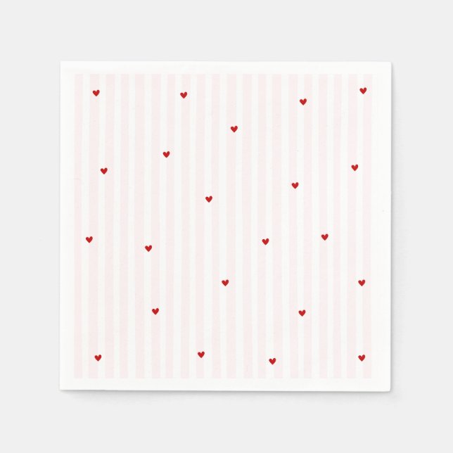 Pink Stripe Red Heart Little Sweetheart Birthday Pappersservett (Framsidan)