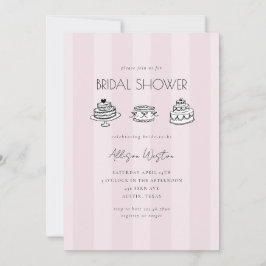 Pink Striped Vintage Cake Bridal Shower Invitation Inbjudningar