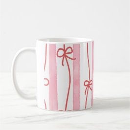 Pink stripes and and red ribbon and bows kaffemugg