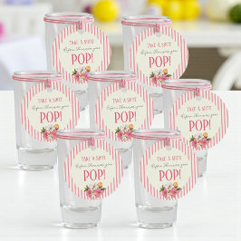 Pink Stripes Floral "Take A Shot Before She Pops!" Gåvor Etiketter