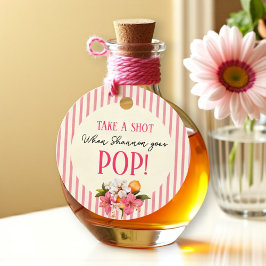 Pink Stripes Floral "Take A Shot when She Pops!" Gåvor Etiketter