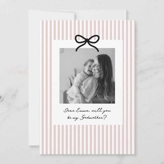 Pink Stripes Godmother Proposal Inbjudningar (Framsida)