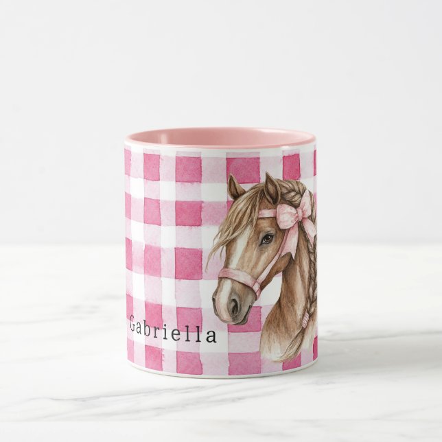 Pink Stripes Horse Bow Mugg (Center)