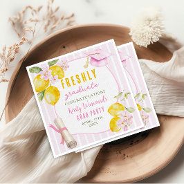 Pink Stripes Lemons and Flowers Graduation Pappersservett
