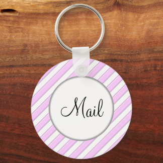 Pink Stripes on White Editable Front & Back Mail Nyckelring