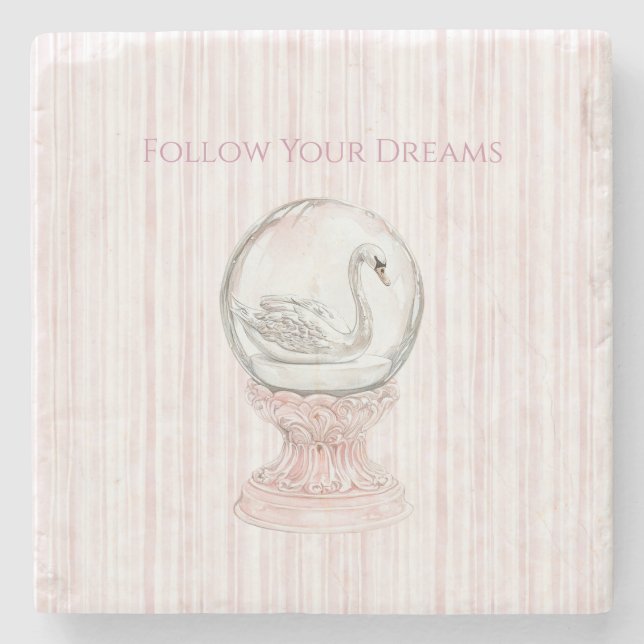 Pink Stripes Swan   Stenunderlägg (Framsidan)