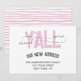 Pink Stripes We Moved Y'all Moving Announcement Inbjudningar