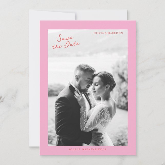 Pink Summer Wedding Save the Date Inbjudningar (Framsida)
