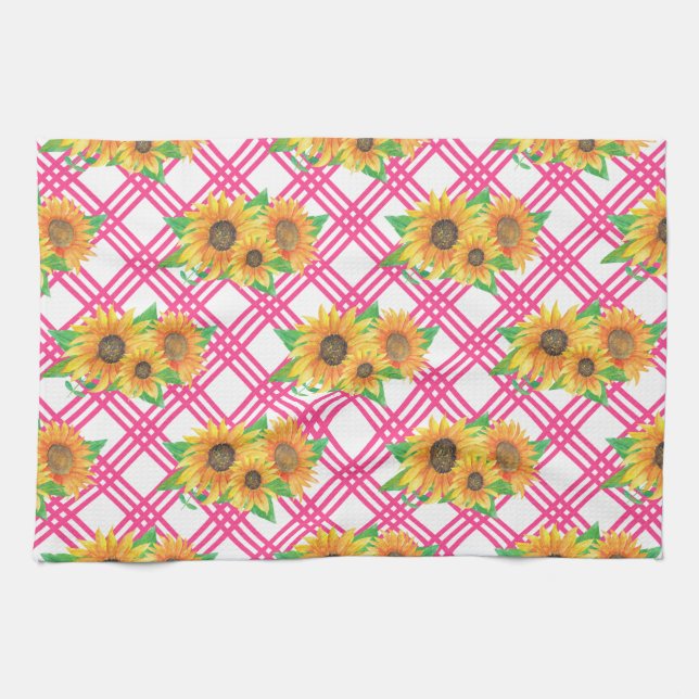 Pink Sunflower Kökshandduk (Horisontell)