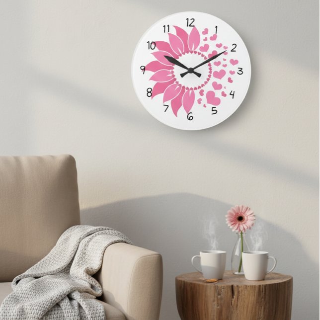 pink sunflower wall clock / decorative clock  stor klocka (Skapare uppladdad)