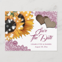 Pink Sunflower Wedding Save The Date Postcard Meddelande Vykort