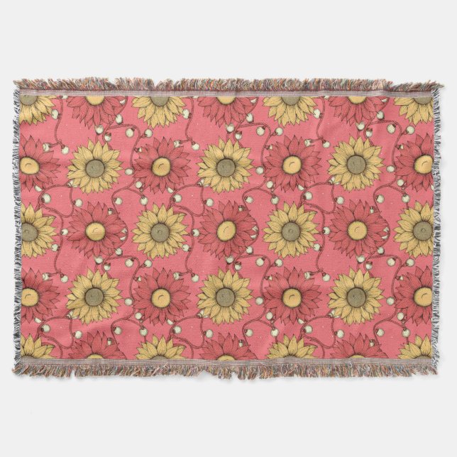 Pink Sunflowers Christmas Filt (Framsidan)