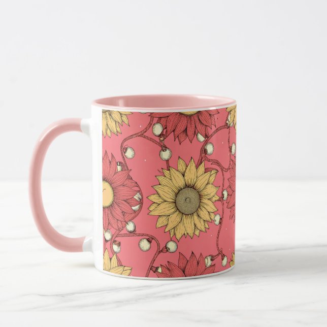 Pink Sunflowers Christmas Mugg (Vänster)