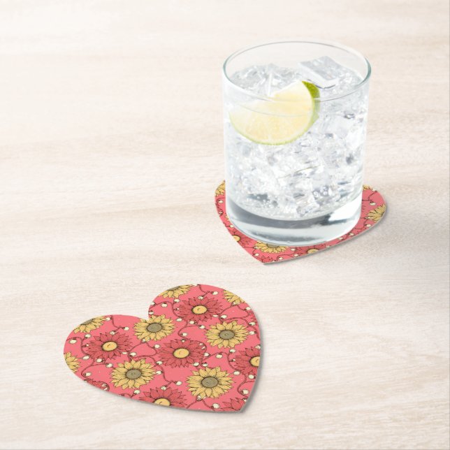 Pink Sunflowers Christmas Underlägg Papper (Insitu)