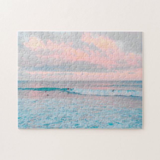 Pink Sunset and Ocean Pussel (Horisontell)