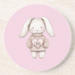 Pink Sweet Cute Bunny Pink Sweater Heart Underlägg