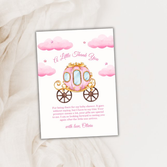 Pink Sweet Fairy Princess Carriage Baby Shower  Tack Kort (Pink Sweet Fairy Princess Carriage Baby Shower Thank You Card)