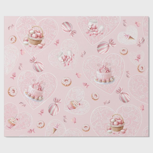 Pink Sweet One Birthday Wrapping Paper Presentpapper (Platt)