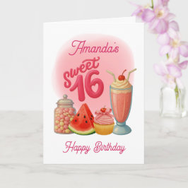 Pink Sweet Sixteen Birthday Card Kort