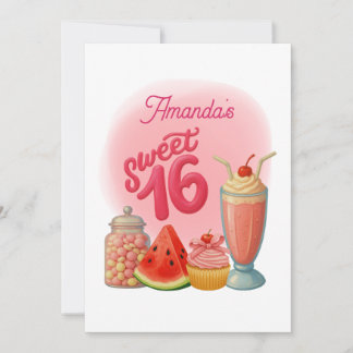 Pink Sweet Sixteen Birthday Invitation Inbjudningar