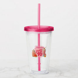 Pink Sweet Sixteen Drinking Glass Take Away Mugg