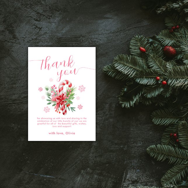 Pink Sweet Snowflake Festive Candy Baby Shower  Tack Kort (Pink Sweet Snowflake Festive Candy Baby Shower Thank You Card)