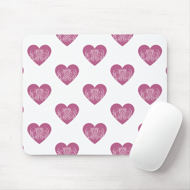 Pink Swirly Heart, Cute Romantic Gift Musmatta (Med mus)